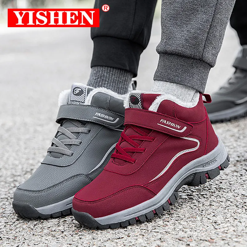 

YISHEN Winter Women Men Boots Plush Waterproof Climbing Walking Sneakers Unisex Outdoor Warm Snow Hiking Shoes Botas De Nieve