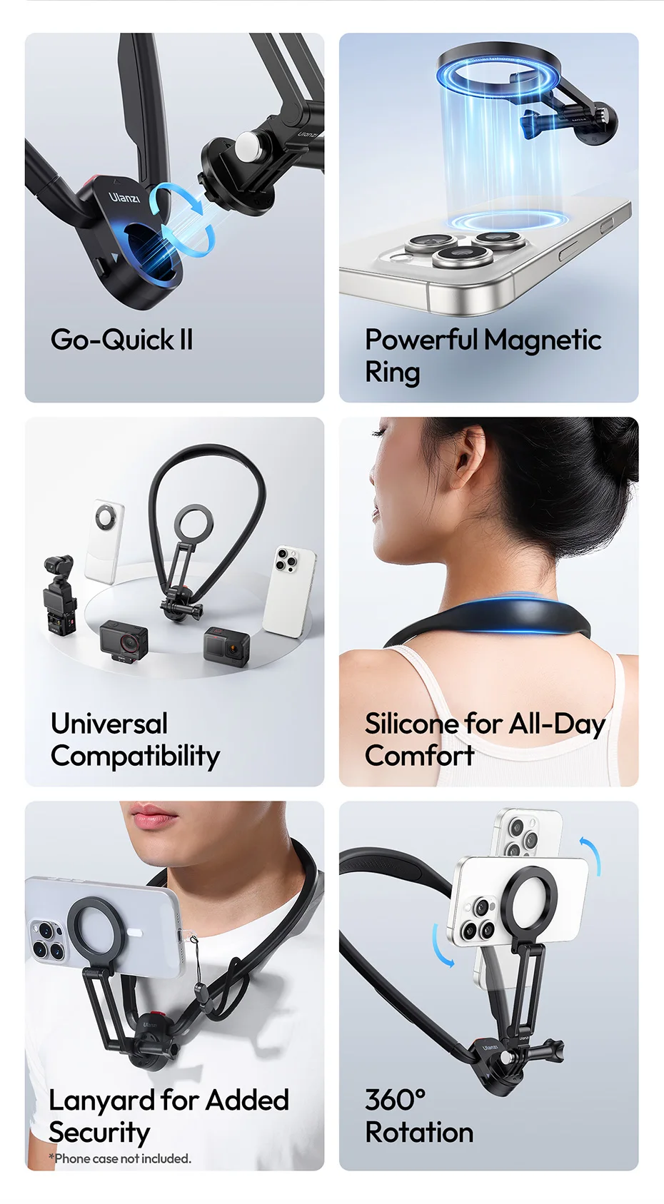 Magnetic Neck Mount for Gopro for Insta 360 for DJI Omso Action Camera Smartphon