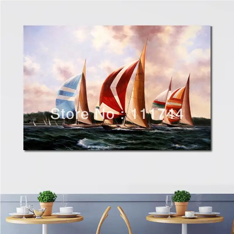 

Art Canvas Oil Painting for Sale Wall Painting Boat Art Sailing Regatta High Quality Hand Painted