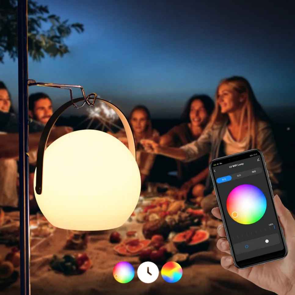 투야 지능형 리모컨 RGB LED 야외 방수 무선 테이블 램프, 캠핑 USB 충전, 휴대용 장식, 16 색