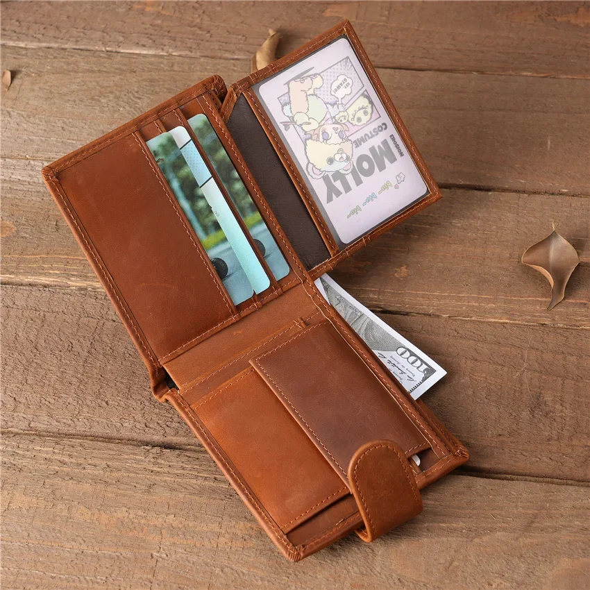 Premium Leather Men's Wallet with Multiple Card Slots and Coin Pocket