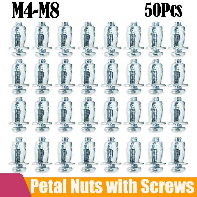 Jack Nuts Screw Petal Screws Shape Metal Rivet Nut Expansion Bolt M4 M5 M6 Panel Clamp Lock Rivnut Car License Plate Rivet 50p