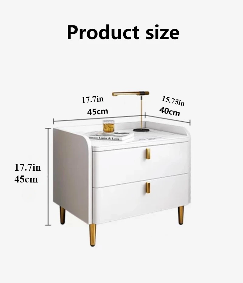 Description Picture 2 of itemSlate Nightstands Bedroom Bedside Table Wooden Furniture with Drawers Bedside Cabinet with 2 Drawers Multicolor 17.7inches 45cm