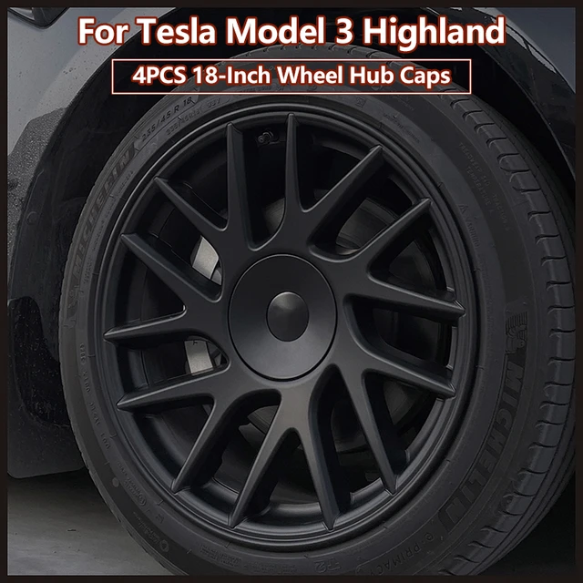4PCS 18Inch Hub Cap for Tesla Model 3 Highland 2024 Wheel Hubcaps  Performance Automobile Replacement Full Rim Cover Accessories