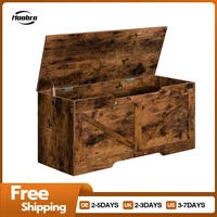 HOOBRO Storage Chest Bench With Lid And Storage Space Retro Toy Box Organizer With U-Shaped Cut-Out Pull Safety Hinge Wooden 1