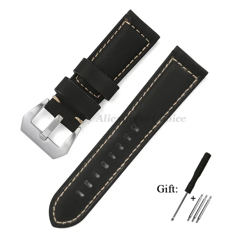 Premium Genuine Leather Watch Band - High Quality Cowhide Crazy Horse Strap for Men, Sport Bracelet Watchband, Available in Various Sizes