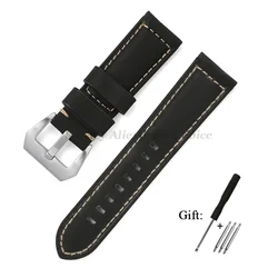 Premium Genuine Leather Watch Band - High Quality Cowhide Crazy Horse Strap for Men, Sport Bracelet Watchband, Available in Various Sizes (Black)