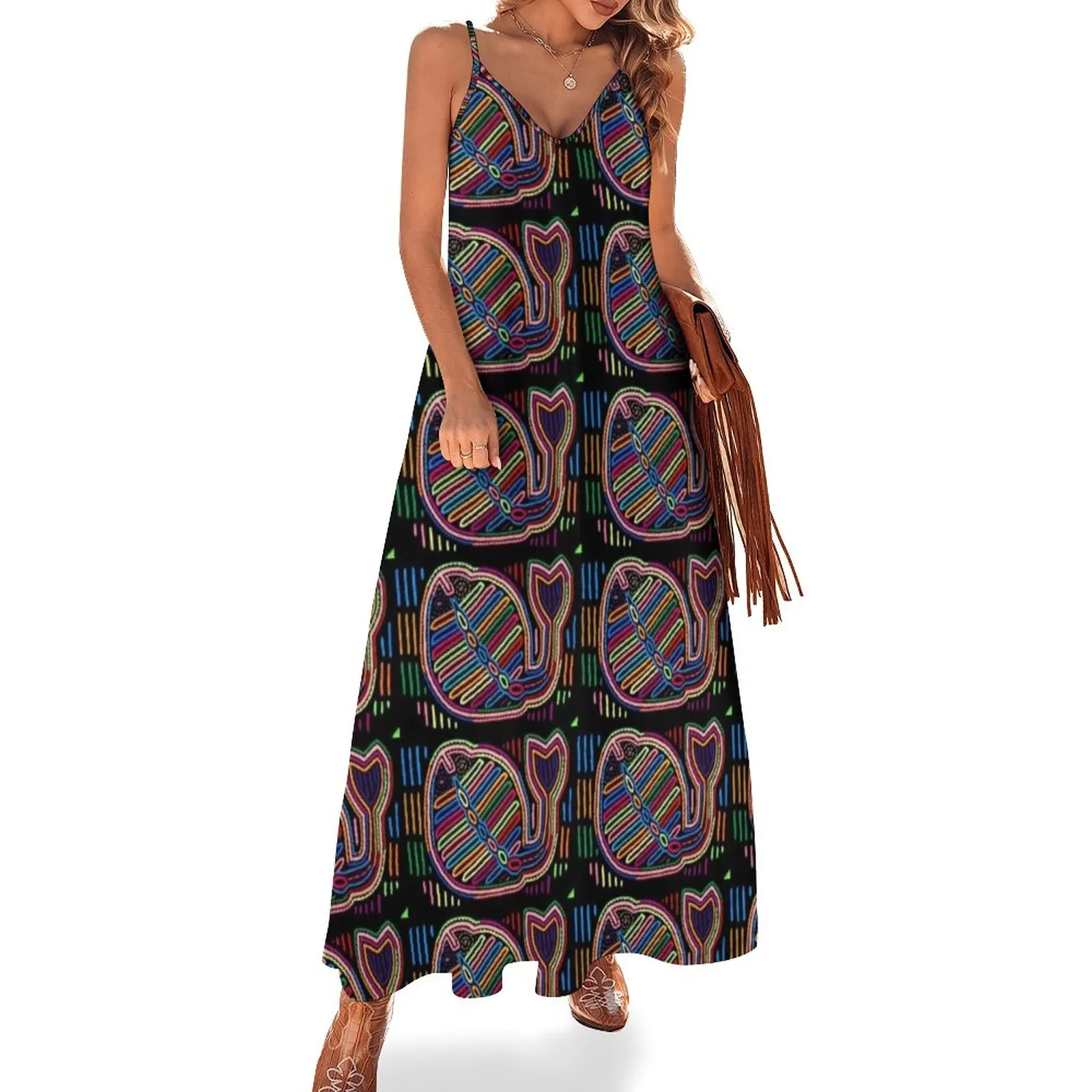 

Mola de Panama Sleeveless Dress Woman clothes woman dress Women's clothing