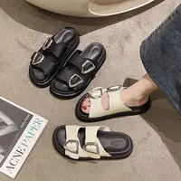 Slides Rubber Black Women's Slippers And Ladies Sandals Round Toe Height Summer 2025 With Heel Shoes Unique Luxury Luxury Casual - Image 2