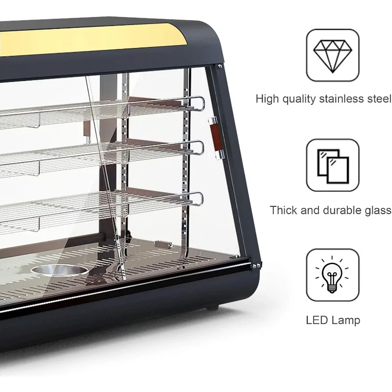 35 inch Commercial Food Warmer Countertop Pizza Warmers Display Pastry Patty Warmer Case Buffet Restaurant Heater Food Service