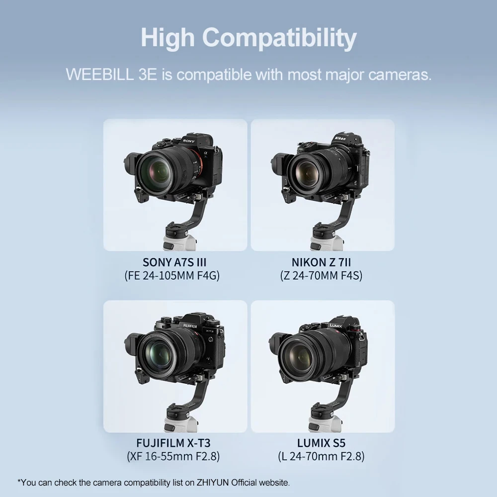 ZHIYUN WINEPEER WEEBILL 3E 3 축 핸드헬드 짐벌 안정기, 블루투스 제어,  캐논 니콘 DSLR 미러리스 카메라용