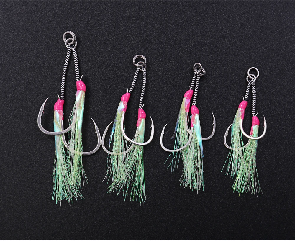 Jigging Pro Angelhaken 1/0 2/0 3/0 4/0 Meeres-Stahldraht-Doppel-Assist-Jigging-Haken für Metall-Jigs Salzwasser-Angelhaken – Detail 10