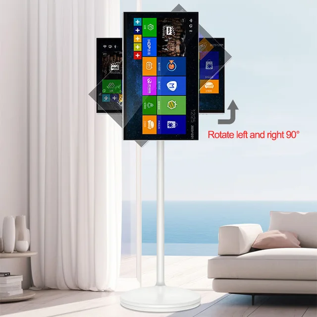 Touch Screen 32 Inch Android Smart TV Stand 10000mAH High-Battery 8+128G 4K UHD Device Rotatable Movable Monitor for Gym Live 2