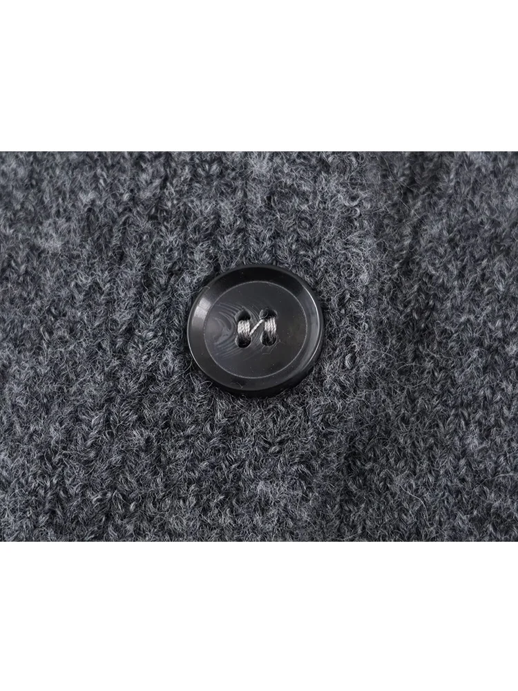 Fashion Women Round Neck Sweater With Scarf Chic Single Breasted Knitted Long Sleeve Coats Autumn Winter Casual Knitwear