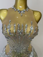 STOCK Sliver Sequins Shining Diamonds Sexy Mesh Long Tassel Bodysuit Women Nightclub Party Birthday Stage Performance Costume - Image 5