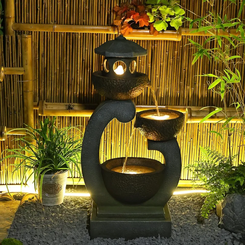 Zen Pagoda fountain with pebbles setup