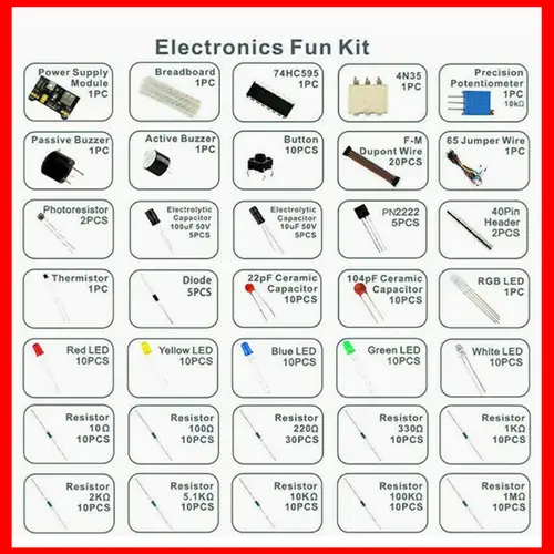 Electronic Components Electrolytic Capacitor Resistor, LED 830 Hole Breadboard Kit, UNO R Component Pack, Beginner Start - Image 3
