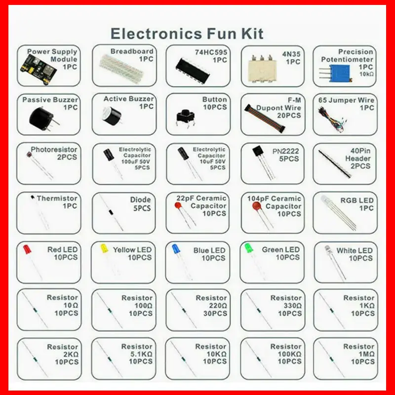 Electronic Components Electrolytic Capacitor Resistor, LED 830 Hole Breadboard Kit, UNO R Component Pack, Beginner Start - Image 3
