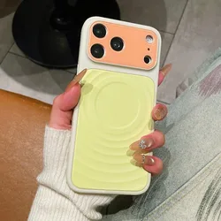 Color Blocking Liquid Silicone Water Ripple Case with MagSafe Compatibility - iPhone 18 Pro Max (Yellow)