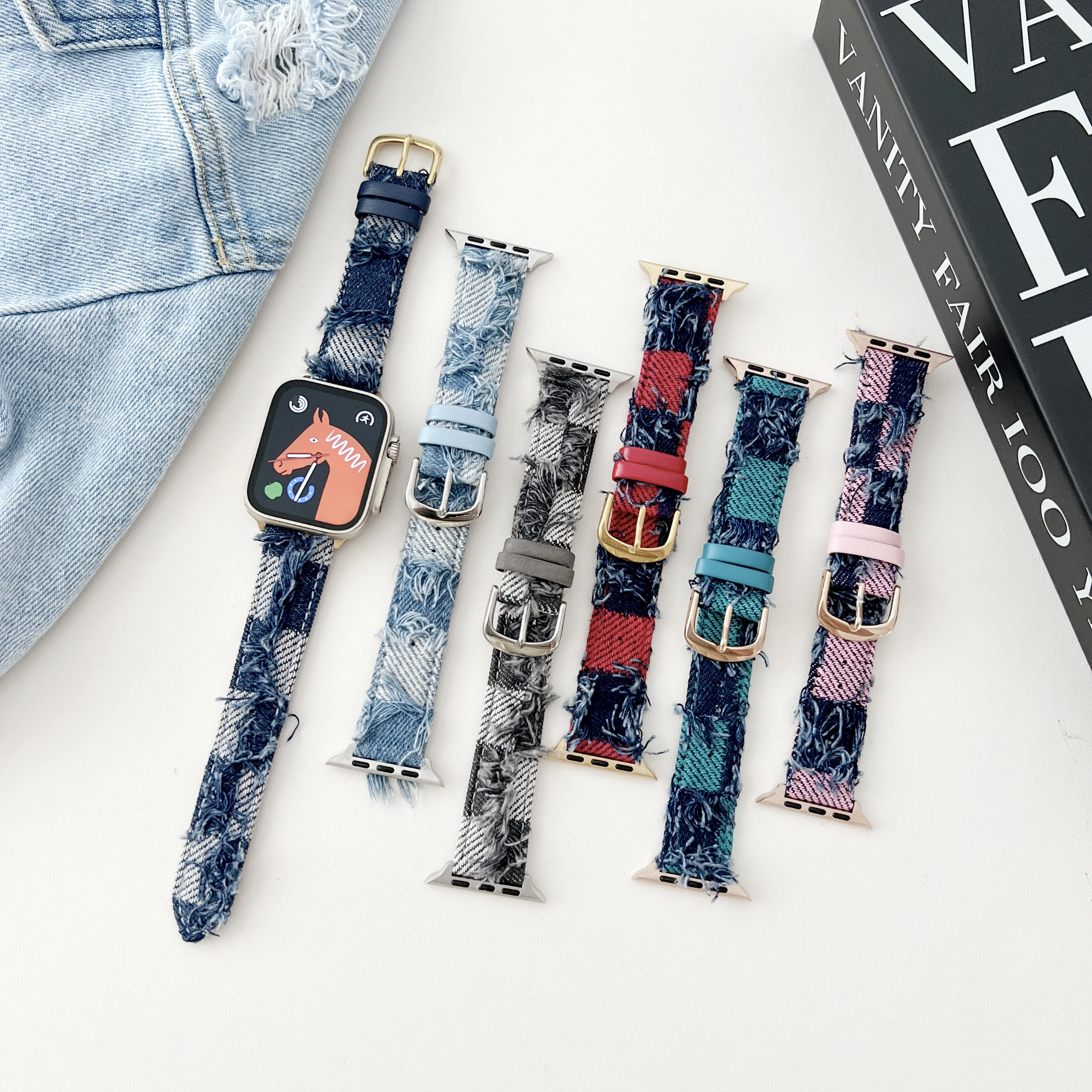 

Denim Woolen Silk for Apple Watch Band 41mm 45mm Fabric Watch strap for IWatch 8 7 6 5 Girl Bracelet 40mm Ultra 49mm Accessories