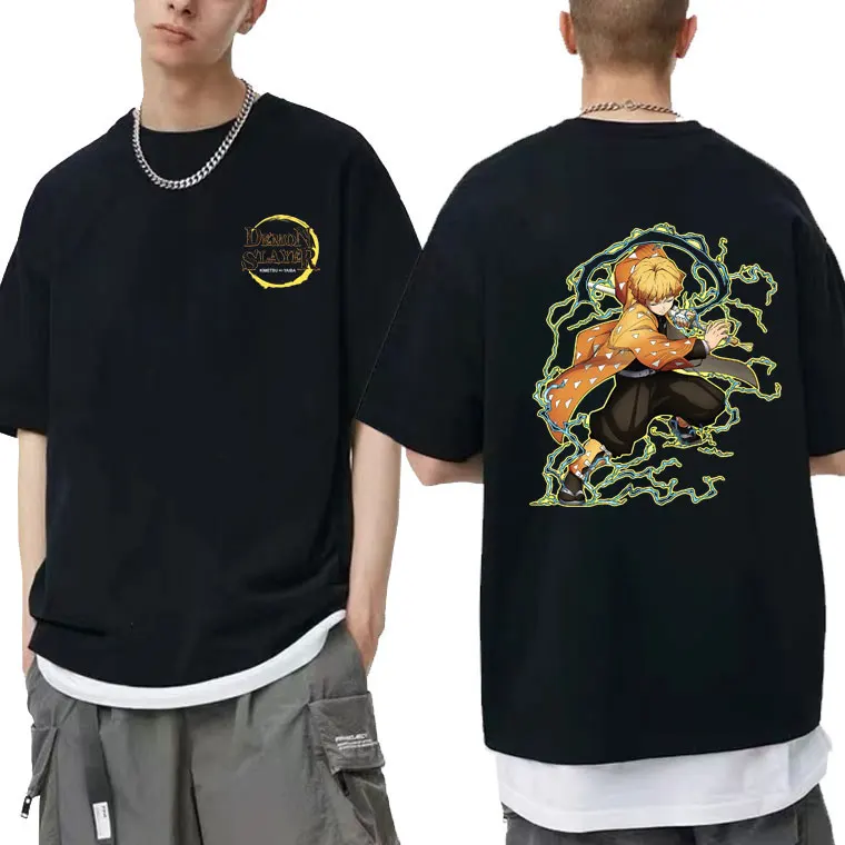 

Japanese Anime Demon Slayer Agatsuma Zenitsu Graphic Tshirt Male Manga Kimetsu No Yaiba T-shirts Men Oversized Casual T Shirt