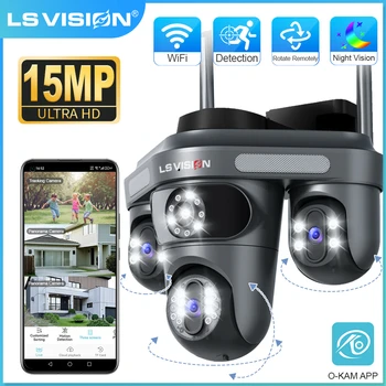 LS VISION 15MP Wifi surveillance Cameras 3 Screens 3 Lens Electric Rotation Outdoor WIFI IP Camera Human Auto Tracking CCTV Cam 1
