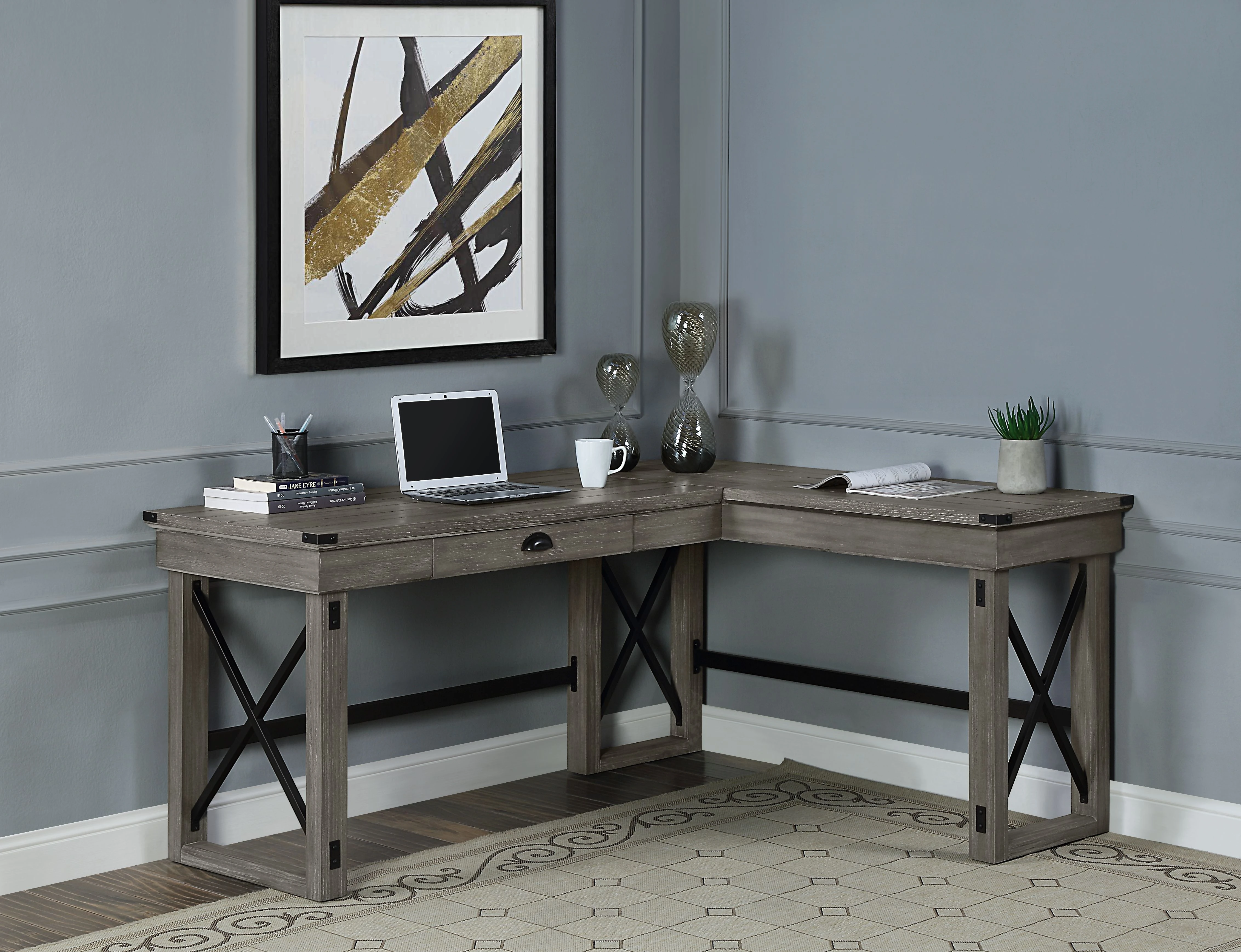 Talmar Writing Desk w/Lift Top in Weathered Gray Finish OF00054