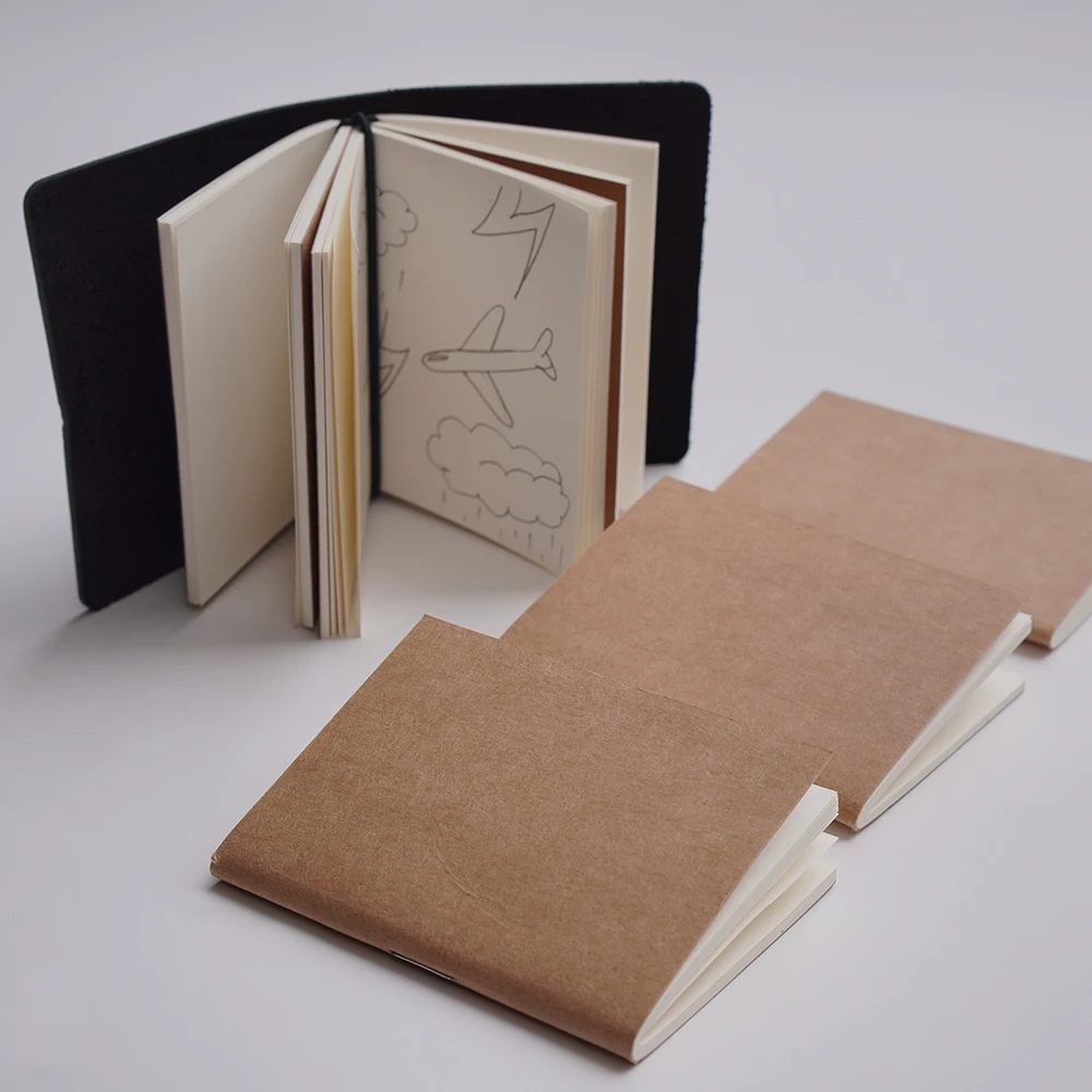 3 books Mini notebook Applicable to line Install notebook Loose leaf paper Daily writing minute-book, 32 sheets of 100g pape 5