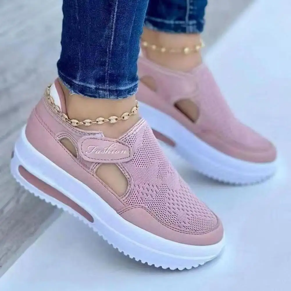 1 Pair Wearable Platform Shoes Heightened Comfortable Wedge Sandals Ladies Casual Flat Summer Sandals
