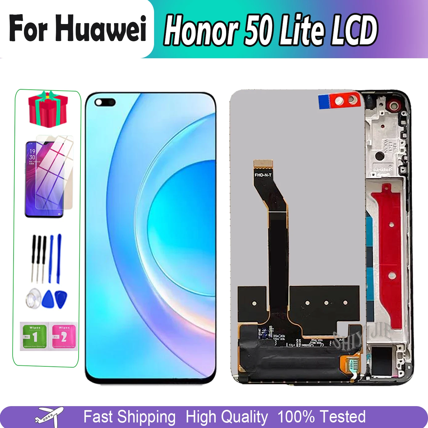 

Original 6.67" For Huawei Honor 50 Lite NTN-L22 Lcd Display Touch Screen Digitizer Assembly With Frame For Honor 50Lite LCD Test