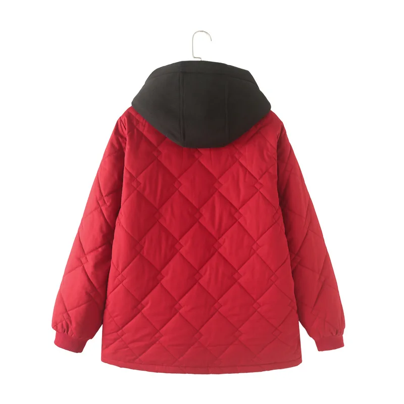 Plus Size Women Parka Autumn/Winter New Fashion Loose Hooded Thick Cotton-Padded Casual Coat 8937