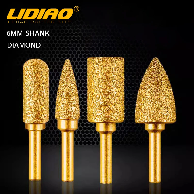 LIDIAO Diamond Grinding Head 6mm Shank Rotary File Iron Steel Burr ...