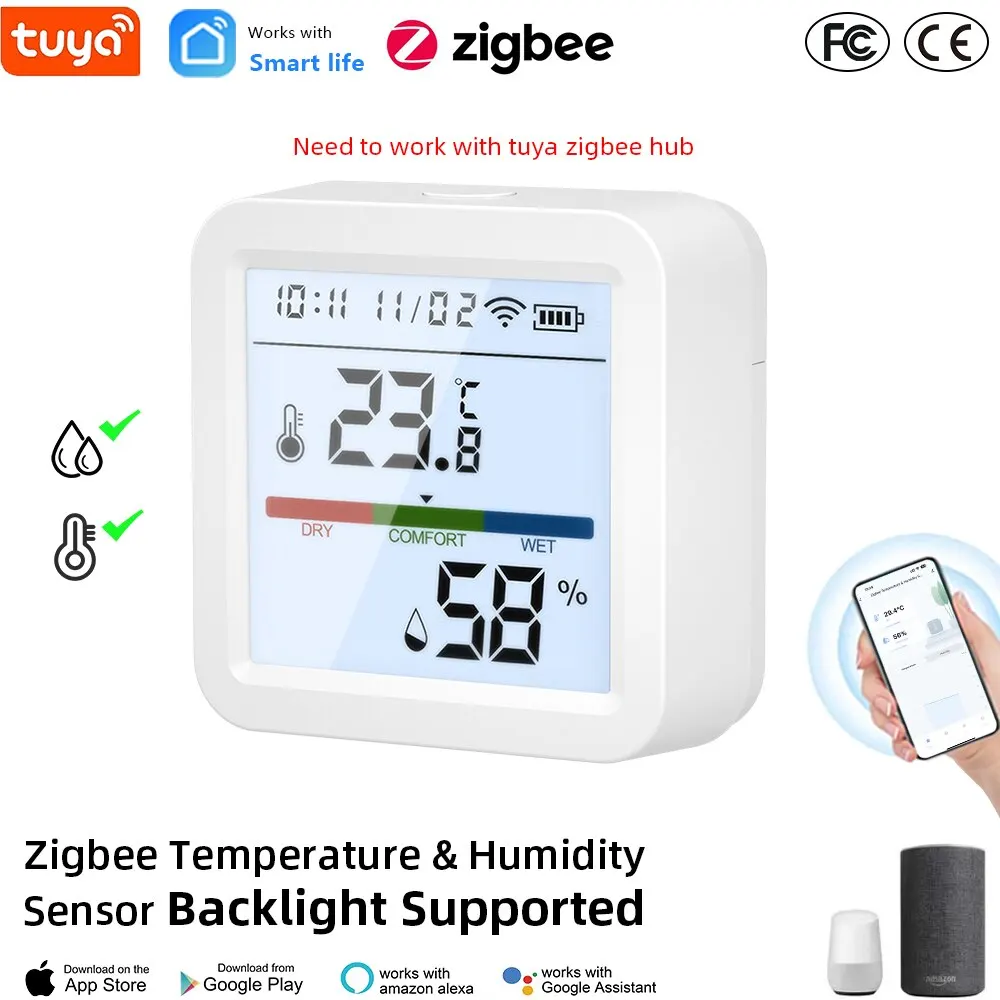 Indoor Thermometer Mini, Humidity Gauge Meter Digital Hygrometer Room  Thermometer, ZigBee High Accurate Temperature Humidity Sensor for Home,  Portable