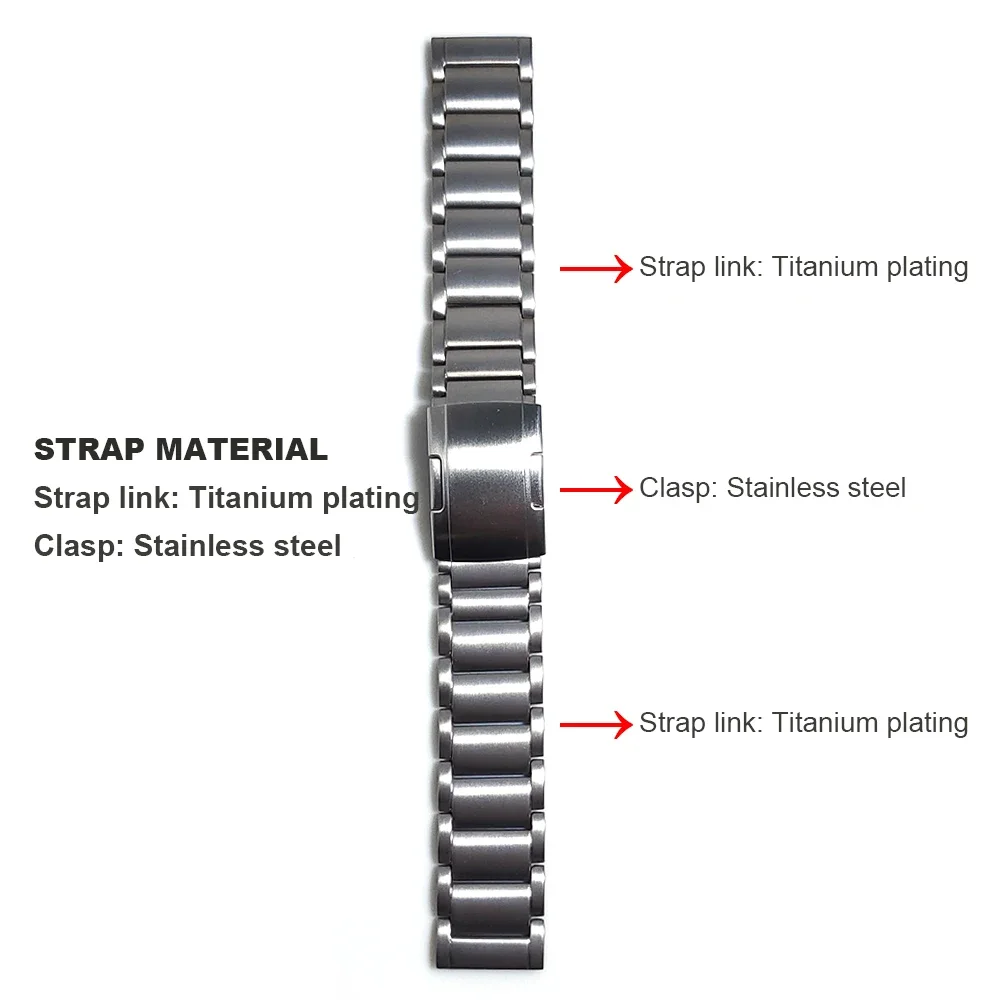 22mm Titanium Metal Strap For Suunto RACE / Vertical Link Bracelet For  Suunto 5 / 9 Peak Pro