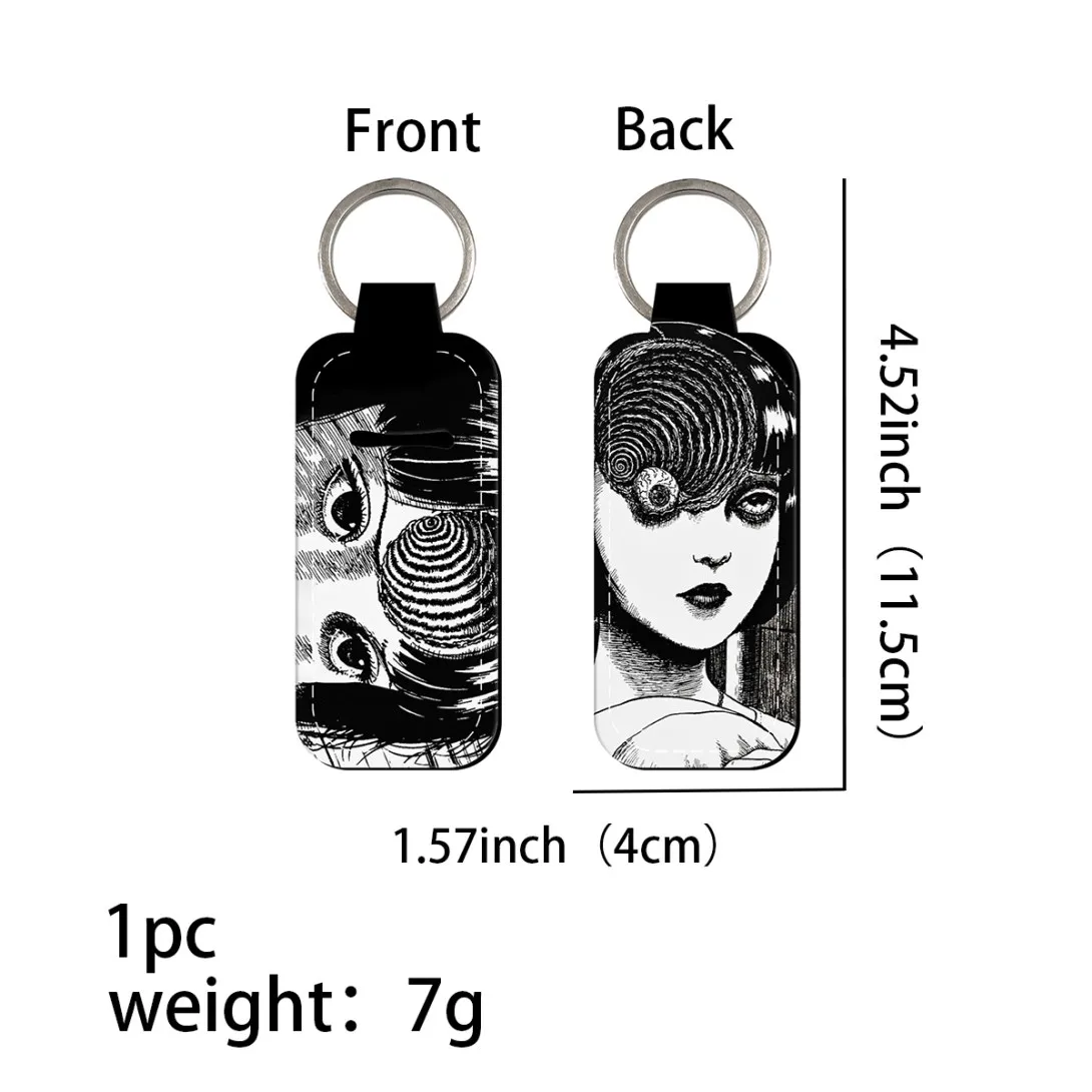 Japanese Horror Anime Movie Figures Clip on Lipstick Holder Keychain Print Keyring Trendy Lip Balm KeyChain Travel Accessories – Detail 1