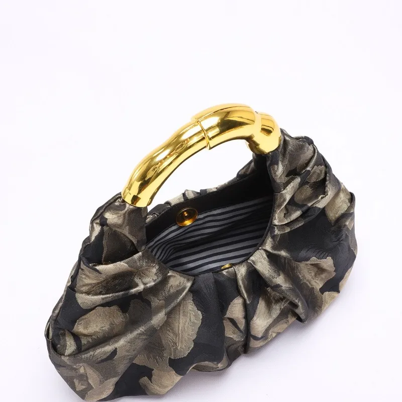 Retro 2025 New flower Half Moon Tote Bag Shoulder Handbags Design Fashionable Personality Popularity Handbags for Women