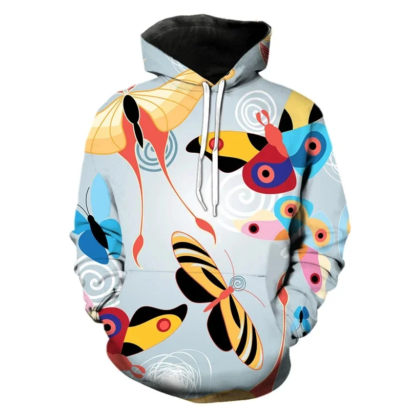 Sudadera con capucha con estampado 3D de mariposa exquisita para hombres y mujeres, sudadera con estampado de insectos de manga larga, sudadera holgada estilo Harajuku, sudaderas con capucha