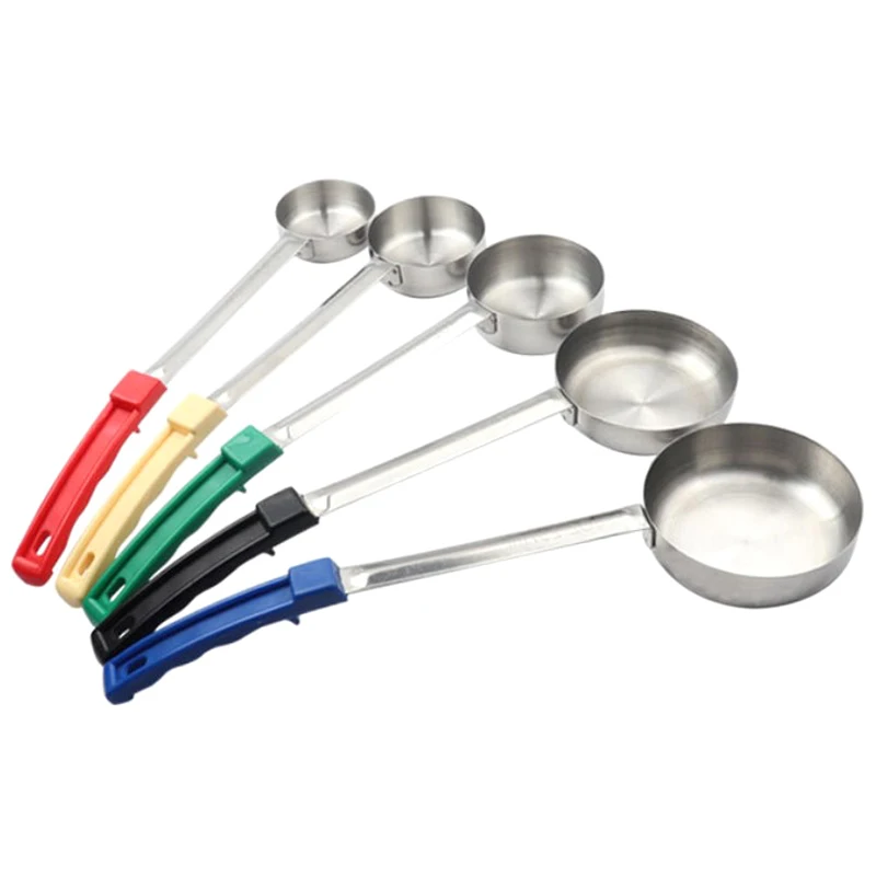 Stainless Steel Sauce Spoon Long Rubber Handle Anti-Hot Pizza Spread Ladle Measuring Soup Spoon
