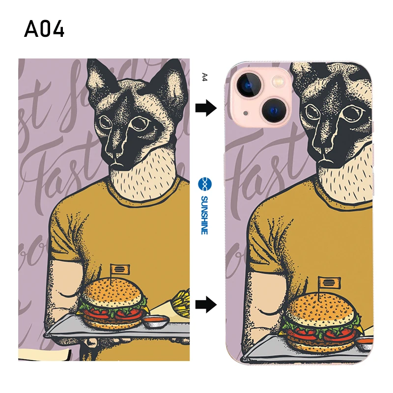 50PCs Sunshine Mobile Phone Skin Protective Back Film for Cutting Machine Embossed Print Back Cover Glass Protector Sticker