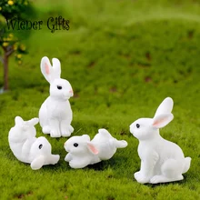 Cute Resin Bunny Ornament Home Miniature Landscape Decoration Mini Bunny Miniature Figurines Home Decoration Easter Gift