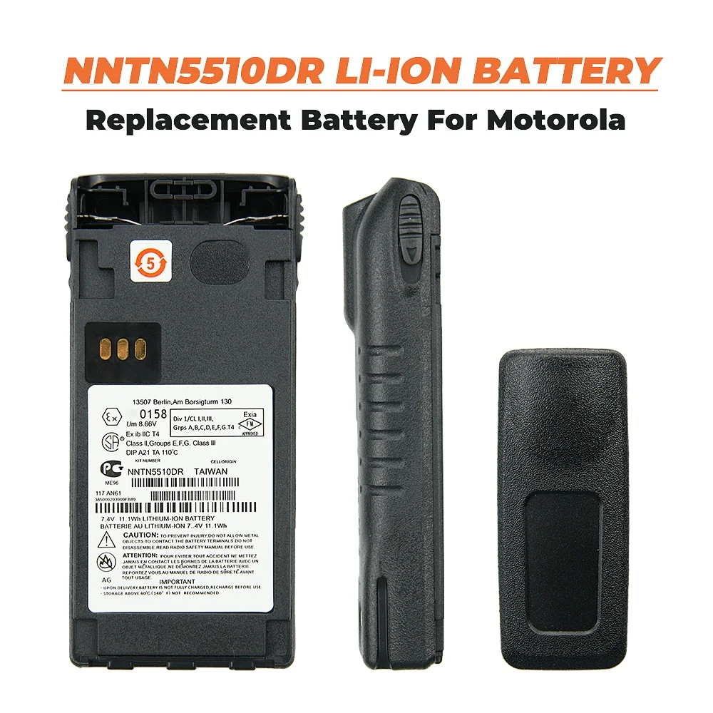 NNTN5510DR 2200mAh ATEX Li-ion Battery Compatible with Motorola GP329EX GP339EX PTX760EX GP340 GP380 GP580 GP680 Two Way Radios