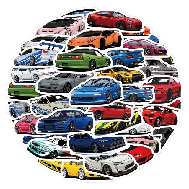 10/30/60pcs JDM Sport Super Car Stickers Waterproof Decal Laptop Motorcycle Luggage Snowboard Fridge Car Sticker