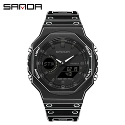 Dual Display Luminous Wristwatch with Stopwatch and Alarm (All black)