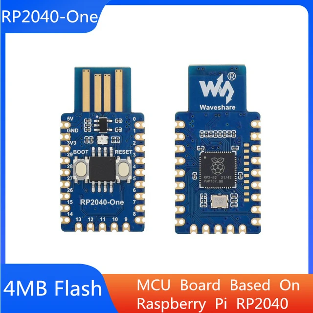 waveshare RP2040-One, 4MB Flash MCU Board, USB-A Plug, Pico-Like MCU Board  Based On Raspberry Pi RP2040, Dual-Core Arm Cortex M0+ Processor up to 133