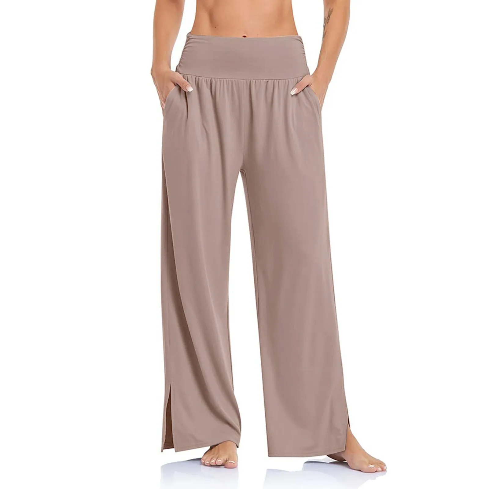 

Women's Wide Leg Casual Loose Yoga Sweatpants High Waisted Adjustable Tie Knot Joggers With Pockets Exercise Fitness Sports
