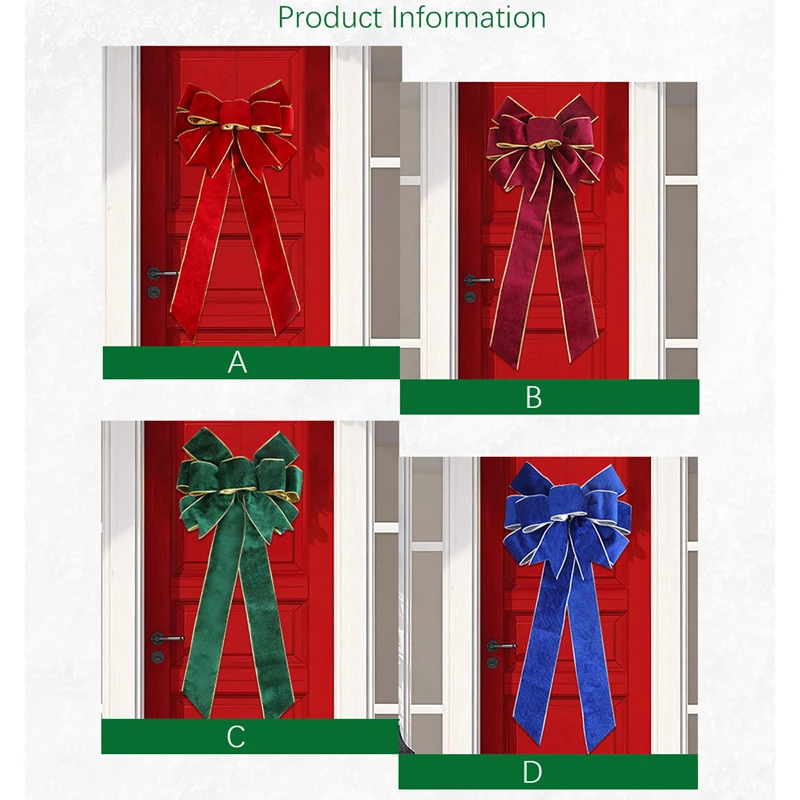 Description Picture 2 of itemChristmas Tree Topper Bow Golden Edged Large Velvet Bow Holiday Ornament for Home Office Party