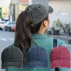 Vintage Washed Cotton Baseball Cap Women Hollow Out Ponytail Hat Outdoor Sports Female Visor Casual Sun Hat 1