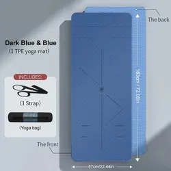 Eco-Friendly Non-Slip Yoga Mat with Carrying Strap and Bag (57 Dark Blue)