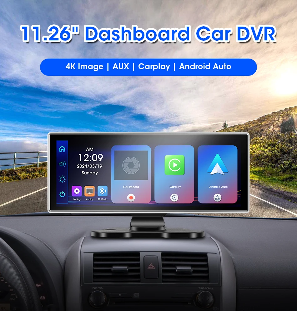 Srnubi 11,26" 4K+1080P Auto DVR Dashcam Rück Carplay Android Auto GPS Navigation Player Dual Len Recorder Dashboard 24H Park – Detail 2