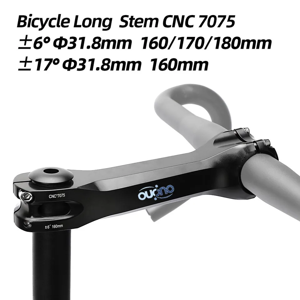 高剛性アルミ CNC7075 ロングステム 、６° OUO Long Bike Stem 7075 Aluminum CNC Stem 17/ 6 Degree Mtb